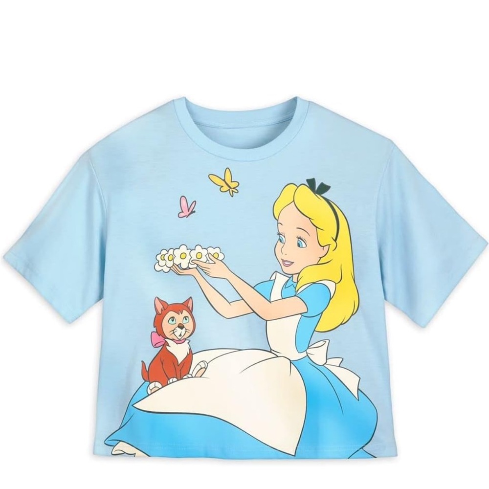 Disney Alice in Wonderland Blue Cropper T-shirt Size Large